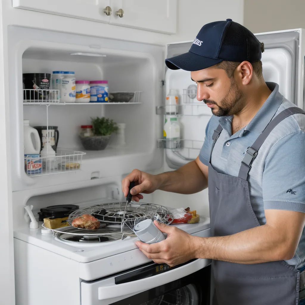 Cost comparison chart for appliance repair versus replacement with wrench and new appliance icons