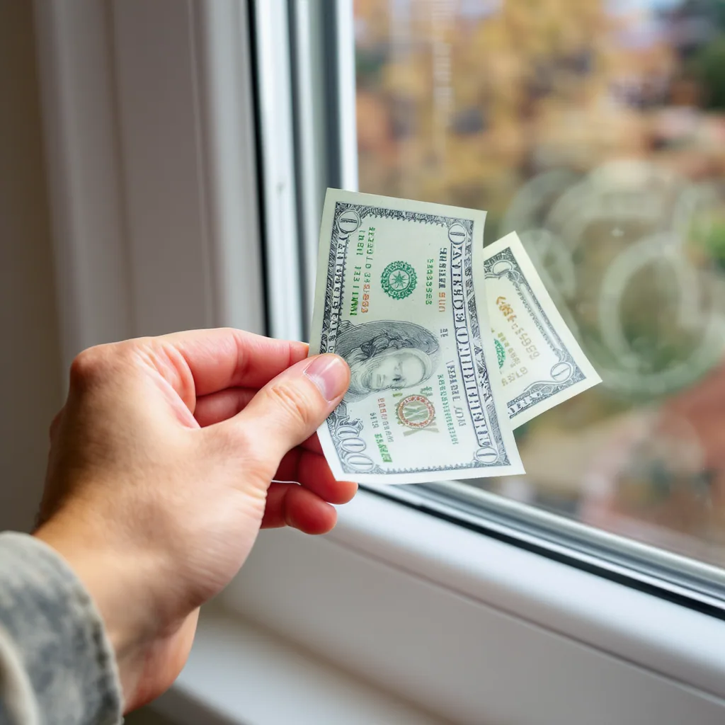 A Hand Performing The Dollar Bill Draft Test On Window